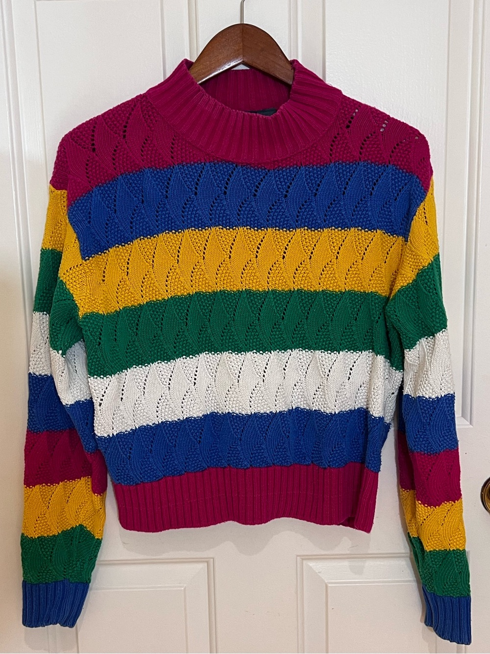LizWear Women’s Multicolor Striped Knit Sweater - Crew Neck